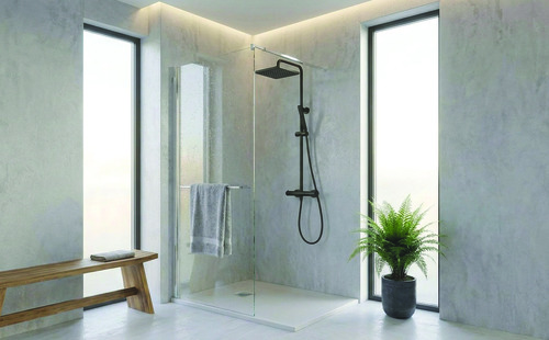 Colonne de douche thermostatique extensible noire mat- Carée